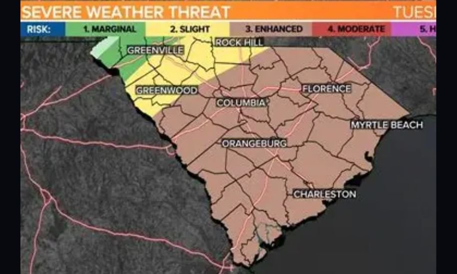 Multiple Severe Thunderstorm Alerts Issued for South Carolina Counties