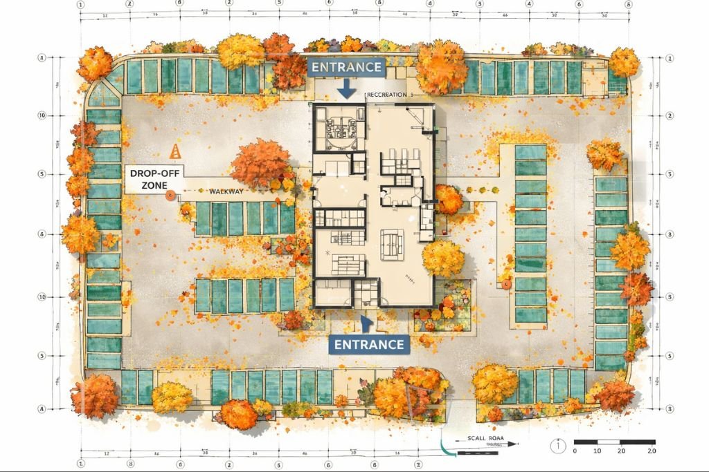 autumn commercial business exterior floorplan